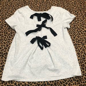 Banana Republic Couture Tee Heather Gray/Black Bows Size XS